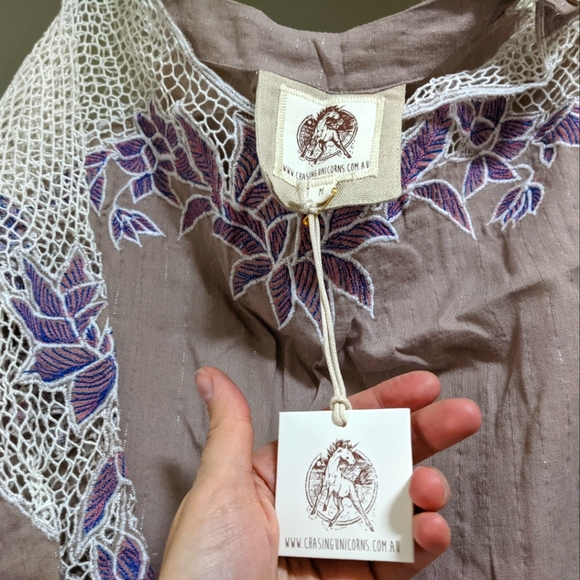 Chasing Unicorns Tainted Love cutwork mini dress, M, NWT - Picture 3 of 6